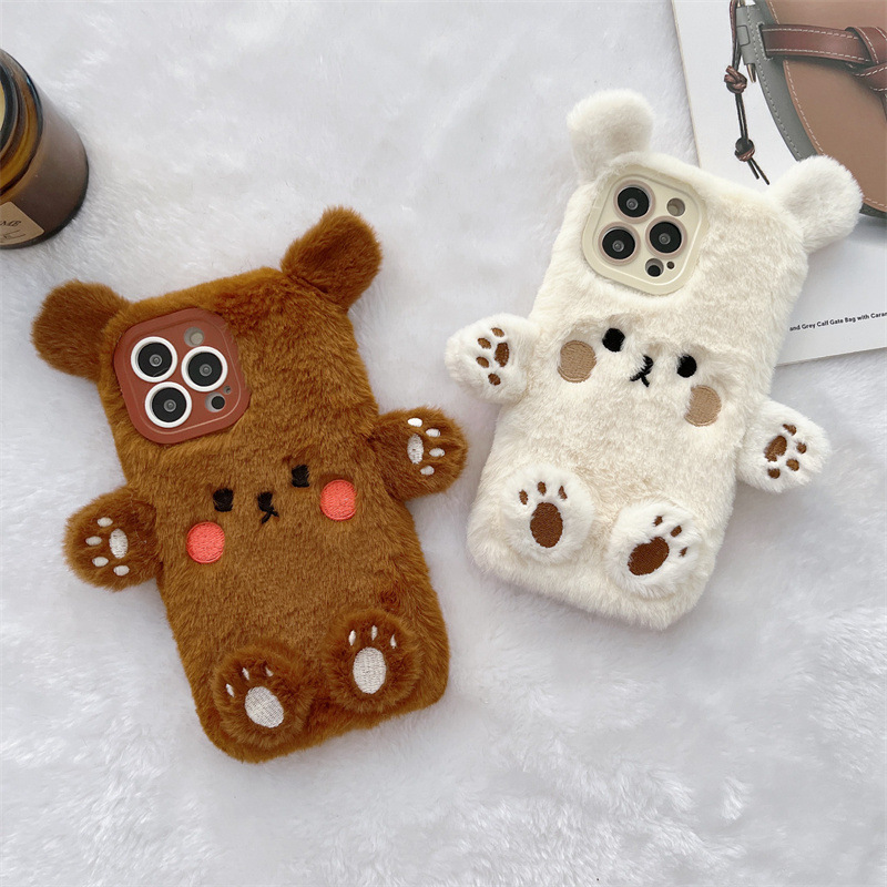 Korean 3D Cartoon Bear Fluffy  - огляд і ціна Phone Cases Iphone 13